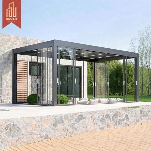 3X3M 3X4M 4X6M Electric Bioclimatic Gazebo with Motorized Roof Cover Garden Patio Backyard Outdoor Use Pergola
