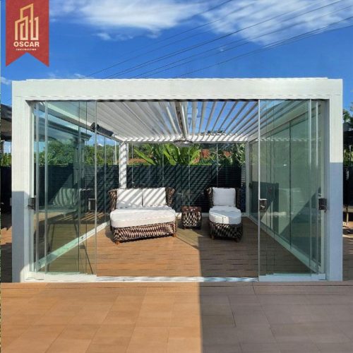 Customized Sustainable 8X8 Waterproof Louvered Pure Aluminum Pergola Garden Gazebo Backyard Patio Poolside Setup Pergola