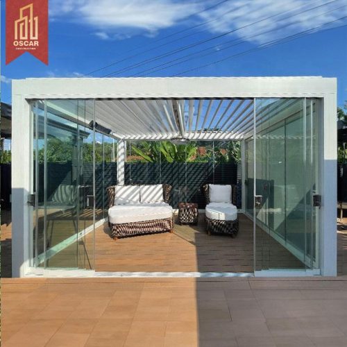 China Motorized Aluminum Profiles Outdoor Louvre Pergola Advanced Structure Garden Patio Balcony Pergola