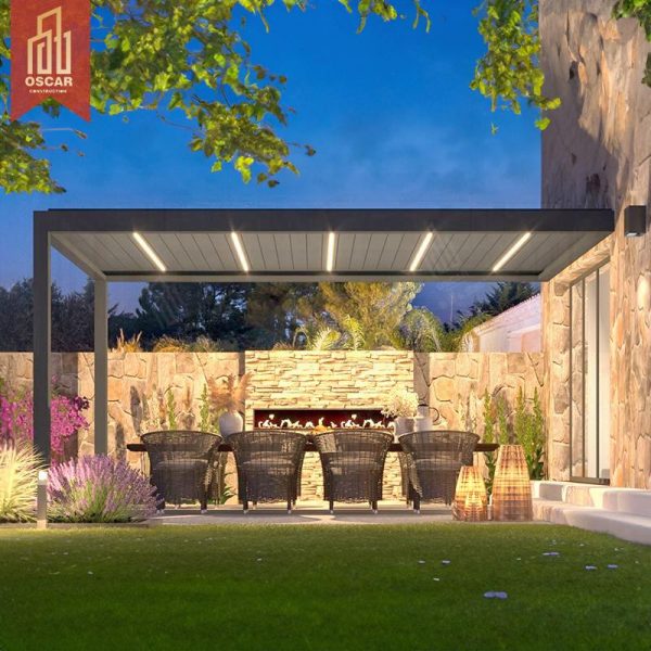 Outdoor Sun Shading Waterproof Aluminium Louvered Roof Kits Terrace Garden Patio Pergola