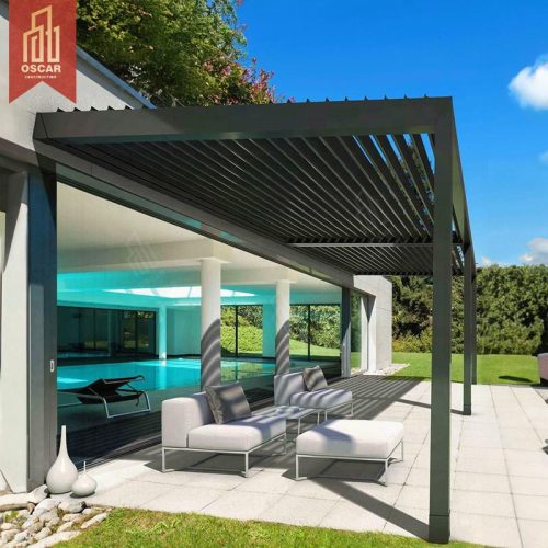 Bioclimatic Opening Sliding Glass Door Pergola Modern Outdoor Furniture Villa Garden Patio Pergola