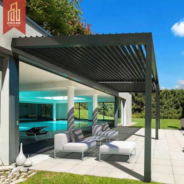 Uv Block Waterproof Bioclimatic Aluminum Open – Air Canopy Courtyard Patio Dining Living Space Pergola