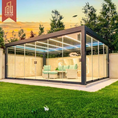 Aluminum Louvered Outdoor Patio Canopy Kits Garden Bioclimatic Shade and Outdoor Relaxing Pergola