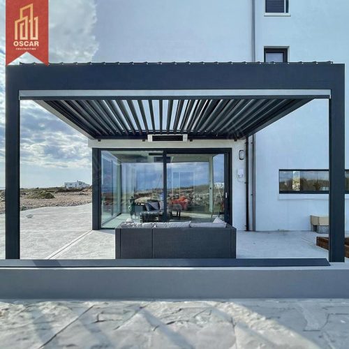 Motorized Fully Retractable Aluminum Louvre Roof Bioclimatic Pergola Ideal Garden Patio Balcony Outdoor Use Pergola