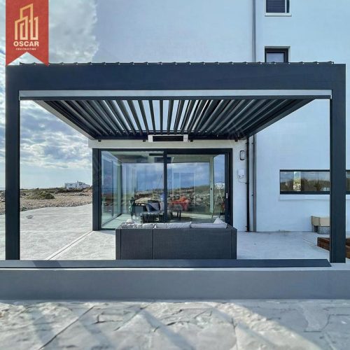 Outdoor Waterproof Privacy Panels with Electric Shade Provision Garden Lighting Ideal Patio Roof Pergola Pergola