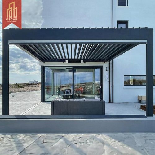 Waterproof Aluminum Electric Opening Louver Roof Pergola Patio Garden Poolside Outdoor Pergola