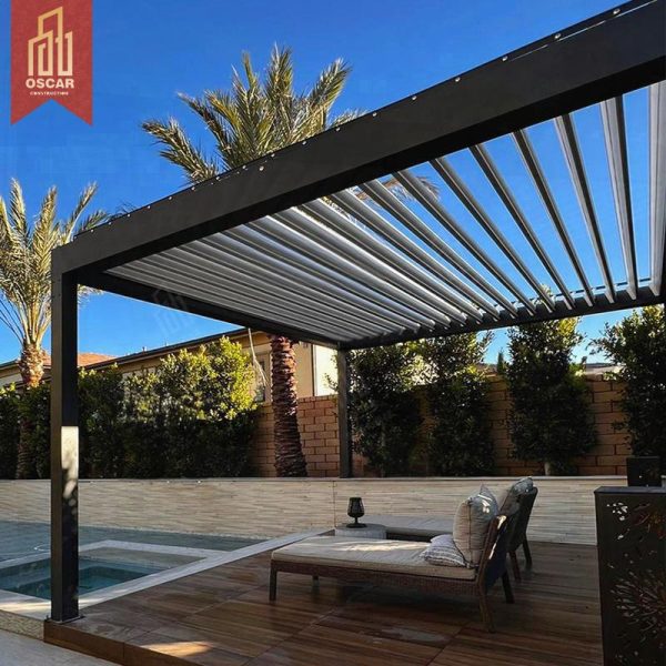 Garden Louver Pergola with Sun Shade Waterproof Patio Backyard Poolside innovative Functional Outdoor Shading Structure Pergola