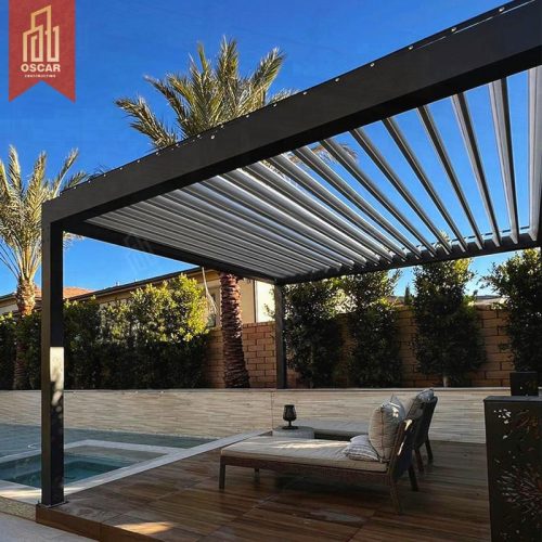 Y Automatic Retractable Louvered Waterproof Pergola Modern Outdoor Four Seasons Setup Garden Patio Balcony Aluminium Mdf Pergola