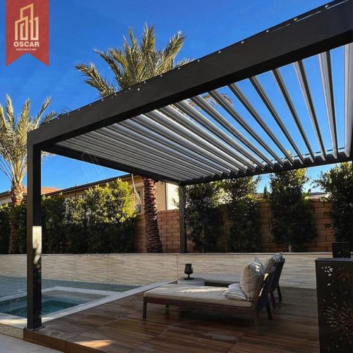 Motorized Aluminium Garden Gazebo with Easy Assembly Customized Terrace Patio Backyard Pergola