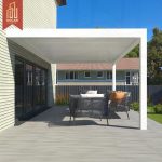 Aluminium Bioclimatic Pergola Elegant Spacious Gazebo with Led Light Garden Patio Backyard Pergola