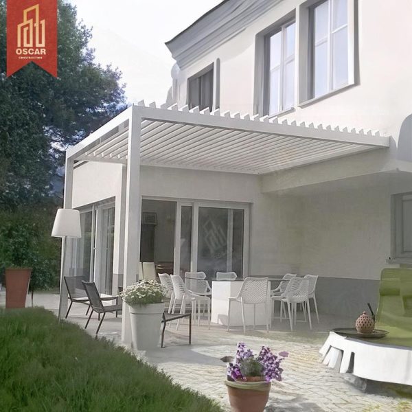 Motorized Waterproof Outdoor Roof Garden Patio with Bioclimatic innovation Ideal Backyard Poolside and Balcony Pergola