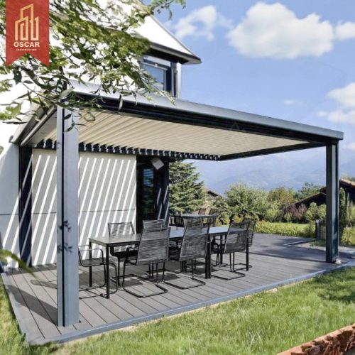 Motorized Waterproof Aluminium Gazebo with Led Light Garden Patio Backyard Outdoor Structure Pergola