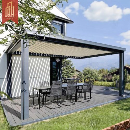 install Open 24'X12' Aluminum Pergolas Gazebos Modern Louvered Garden Patio Backyard Pergola