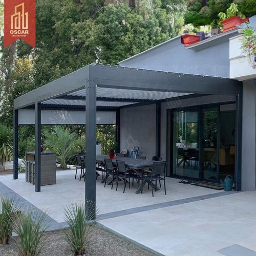 Outdoor Automatic Bioclimatic Waterproof Gazebo Patio Backyard Modern Structure Ideal Leisure Parties Pergola