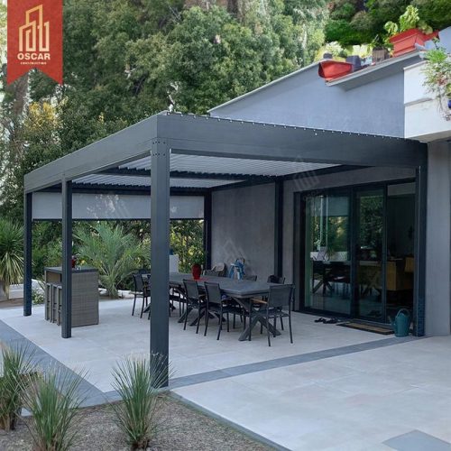 Customized Modern Bioclimatic Waterproof Snow-Resistant Gazebo Patio Garden Balcony Outdoor Kitchen Pergola