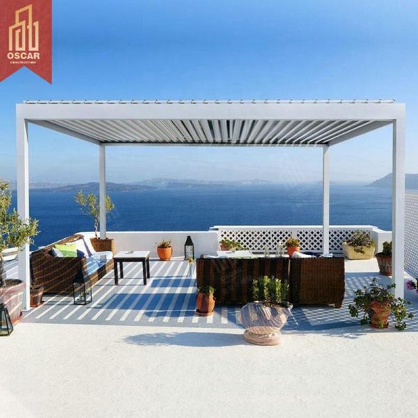 Motorized Aluminum Arch Sun Shade Rainproof Luxury Durable Louvered Roof Kits Garden Patio Shed Pergola