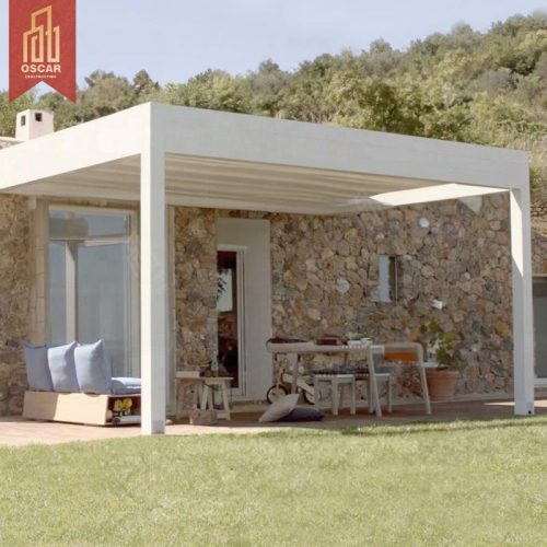Customized Modern Bioclimatic Waterproof Snow-Resistant Gazebo with Pergola Garden Patio Backyard Outdoor Kitchen Pergola