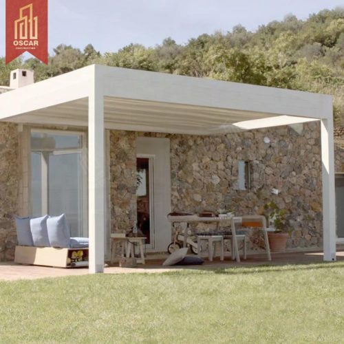 Automatic Motorized Metal Gazebo Pavilion Balcony Patio Garden Sale with Modern Design and Climate - Control Function Pergola