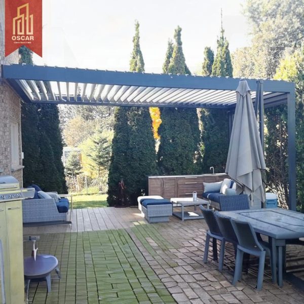 Wall Mounted Bioclimatic Electric Adjustable Aluminium Louvered Roof Modern Garden Terrace Canopy Outdoor Patio Balcony Pergola