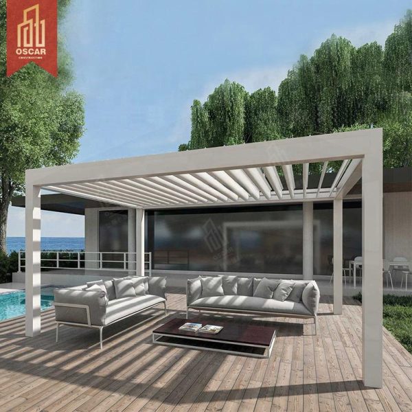 100% Waterproof Motorized Louvered Aluminium Outdoor Roof Leisure Garden Pergola Parts Pergola