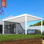 Louvered Outdoor Patio Solar Canopy Aluminum Pergola Bioclimatic Cover Garden Patio Backyard Pergola