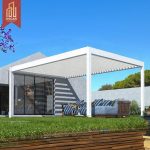 Customized Electric Louver Systems Balcony Roof and Gazebo with Remote Control Outdoor Spaces Backyards Gardens Pergola