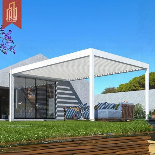 3X3M 3X4M 4X6M Freestanding Detached Patio Backyard Space Carport Pergola with Rain - Sensing Barbeque Pergola