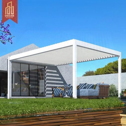 Outdoor Waterproof Modern Patio Opening Roof Garden Aluminium Gazebo Customized Pergola Backyard Lawn Poolside Pergola