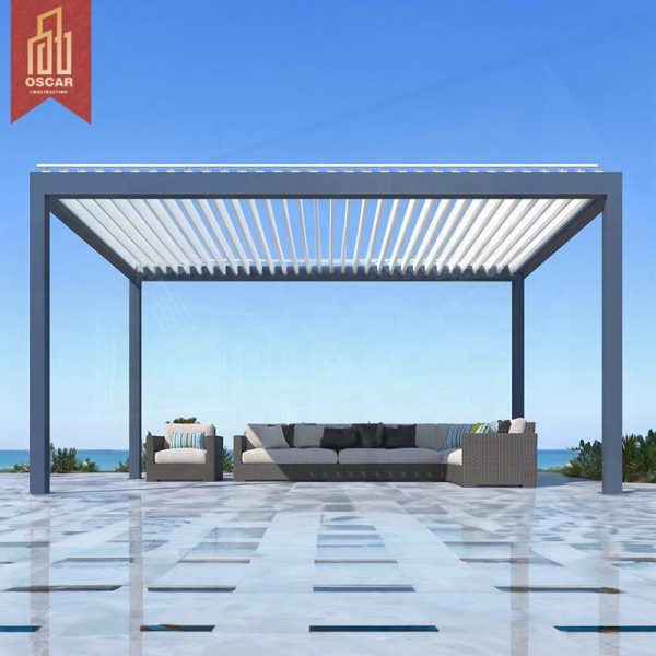 Waterproof Motorized Solar Outdoor Pergola Gazebo with Side Curtain Garden Patio Backyard Pergola