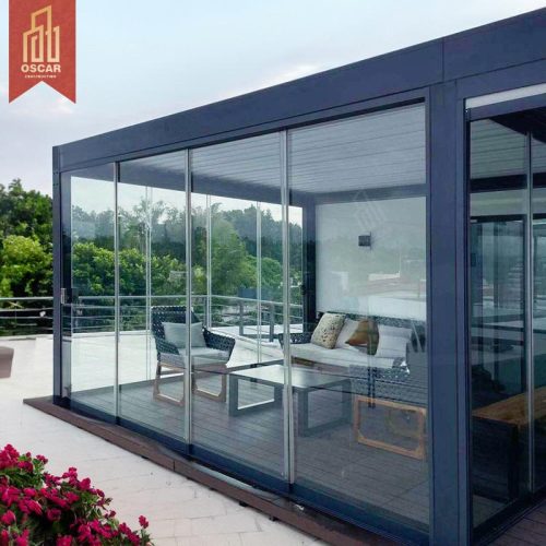 Outdoor Motorized Adjustable Ventilation Waterproof Louvered Canopy Shelter Garden Patio Balcony 4X4 6X4 with Zip Screen Pergola