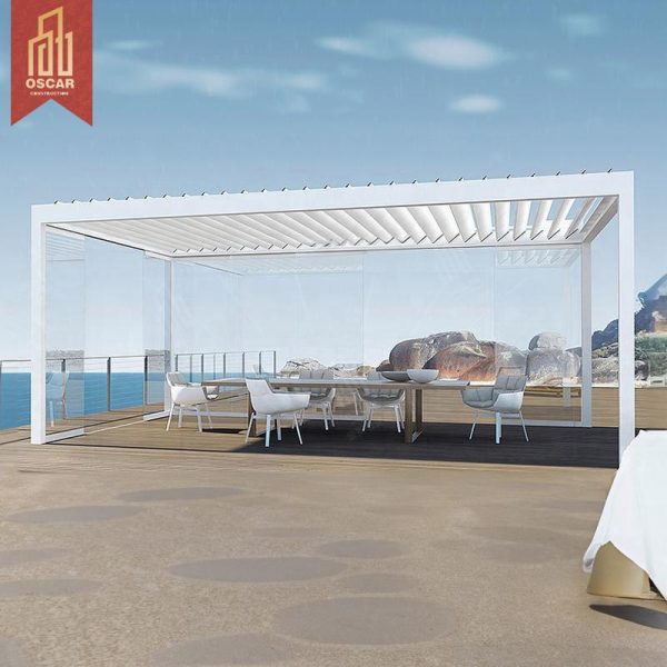 Otorized Electric Louvre Roof Kits Shades and Shelter Ideal Patio Yard and Garden Outdoor Louver Canopy Pergolas On Sale Pergola