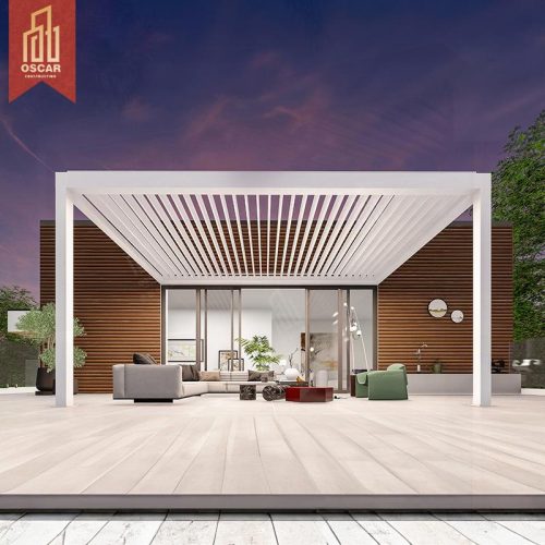 Waterproof Motorized Solar Outdoor Pavilion Gazebo with Side Curtain Garden Patio Backyard Pergola