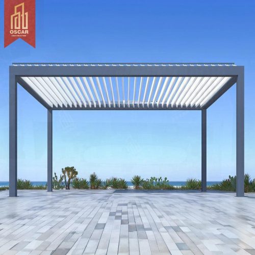 4X6M Customized Adjustable Waterproof Gazebo Garden Motorized Pergola with Aluminum Louvered Roof Outdoor Backyard Patio Pergola