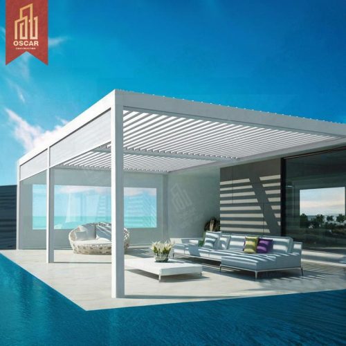 Modern Design Customizable Bioclimatic Waterproof Awning Louvre Sliding Roof Aluminum Pergola Patio Garden Balcony Pergola