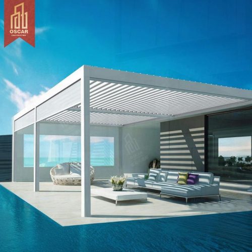 156Feet Louvered Waterproof Pergola Patio Cover Garden Backyard Outdoor with Adjustable Shading and Ventilation Function Pergola