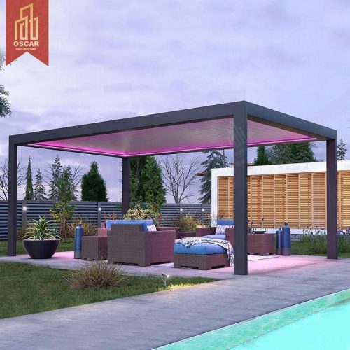 Outdoor Aluminium Louvered Gazebo with Electric Function and Bioclimatic Design Garden Patio Backyard 3X4 Pergola