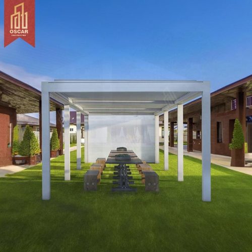 4X4 Size Patio Outdoor installation Structures Adjustable Ventilated Louvre Roof Canopy Sunshade Garden Balcony Backyard Pergola