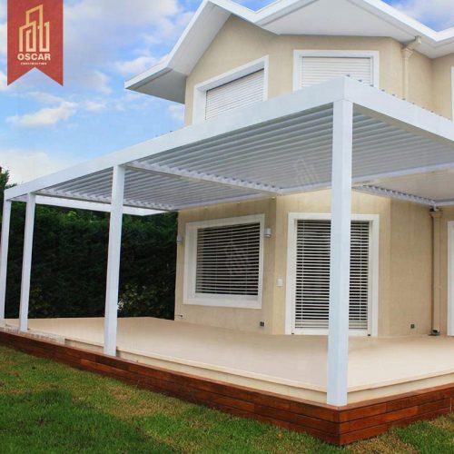 Aluminium Bioclimatic Pergola Elegant Design Spacious Gazebo with Led Light Garden Patio Backyard Pergola