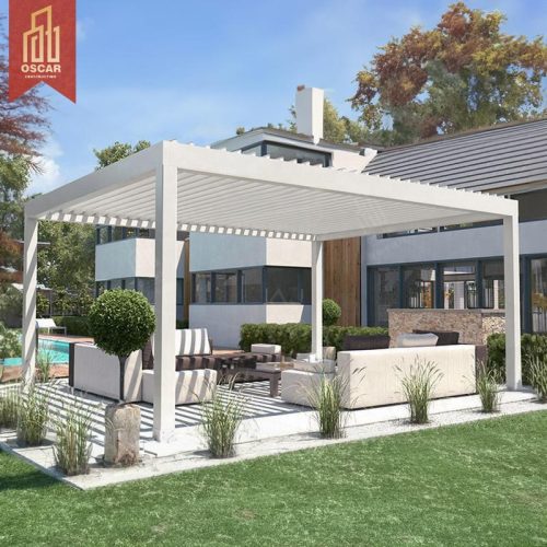 Motorized Aluminum Pergola Louvre Roof Bioclimatic Outdoor Shading Solution Garden Patio Balcony Pergola