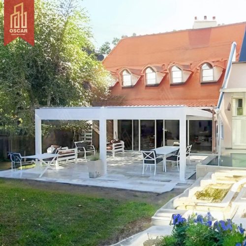 Remote-Controlled Sun Shading Wall-Mounted Outdoor Patio Gazebo Roof Garden Balcony Yard Pergola