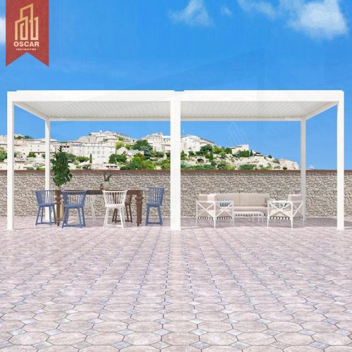 Outdoor Motorized Aluminum Sunshade Shelter Garden Patio Backyard with Auto - Open Close Function Smart Design Pergola