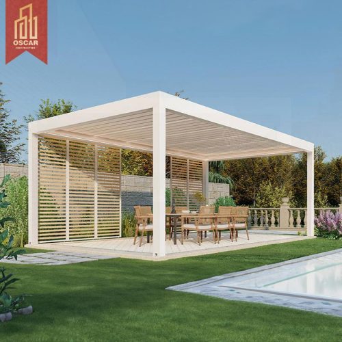 Waterproof Adjustable Bioclimatic Aluminum Outdoor Electric Louvre Awning Garden Patio Balcony Modern Gazebo Cover Pergola