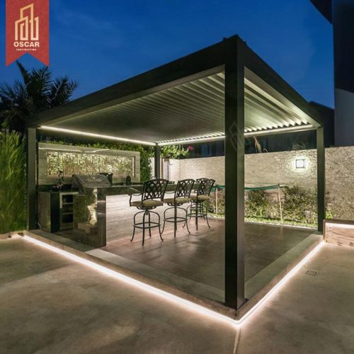 100% Waterproof Motorized Louvered Aluminium Outdoor Gazebo Leisure Garden and Outdoor Use Pergola