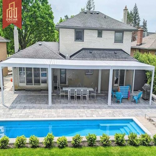Bioclimatic Opening Aluminum Pergola with Sliding Glass Doors Modern Outdoor Furniture Villa Patio Garden Pergola