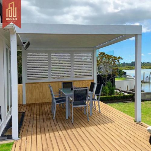 Motorised Solar Louvered Outdoor Pergola with Opening Design Garden Patio Backyard Pergola