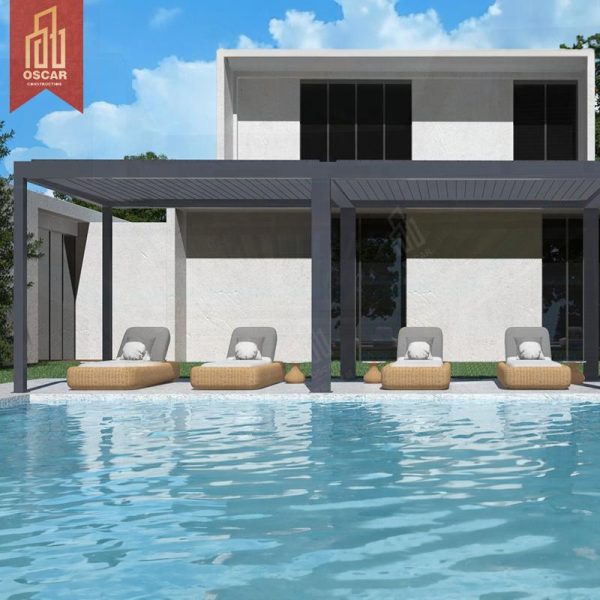 Adjustable Customized Outdoor Modern Bioclimatic Aluminium Louver Glass Pergola Garden Patio Backyard Pergola