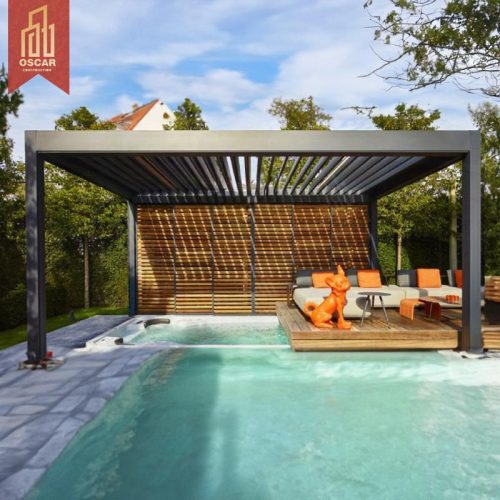 Customized Waterproof Louvered Aluminum Arches Pergolas Rgb Led Lights Garden Patio Backyard Decor Pergola
