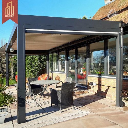 Motorized Waterproof Aluminium Gazebo with Led Light Garden Patio Backyard Outdoor Structure Pergola