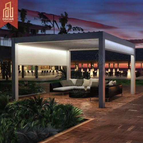 Motorized Adjustable Sun Shading Waterproof Louvered Structure Outdoor Patio Balcony Garden 3X3 Pergola