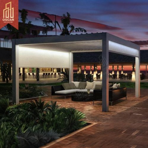 Remote - Controlled Metal - Framed Outdoor Patio Yard Garden Pergolas Pergola